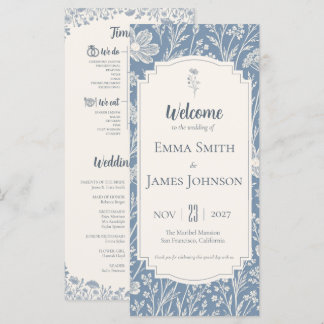 Ivory Periwinkle Wildflower Wedding Program Programma
