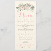 Ivory Pink and Gold Floral Boho Wedding Dinner Menu (Voorkant)