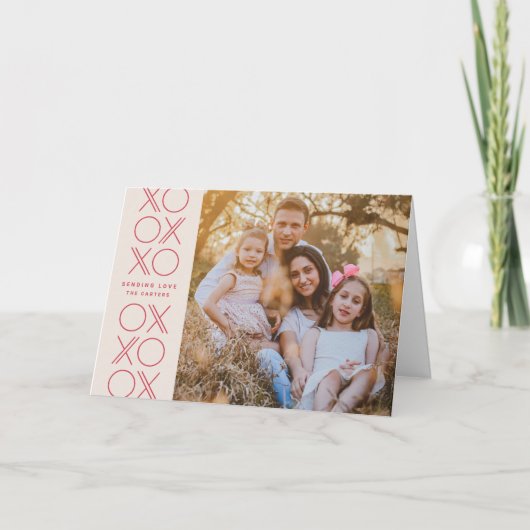 Ivory Pink Geometry XO Valentine's Day Carte photo (Devant)