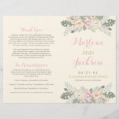 Ivory Pink Gold Floral Boho Programmes de mariage (Devant)