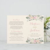 Ivory Pink Gold Floral Boho Programmes de mariage (Debout devant)