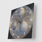 Ivory Planets Vierkante Klok (Hoek)