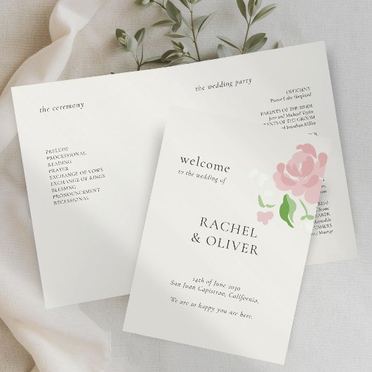 Ivory | Programme de mariage plié Chic Blush Flora