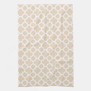 Ivory Quatrefoil Trellis Pattern Kitchen Towels Theedoek