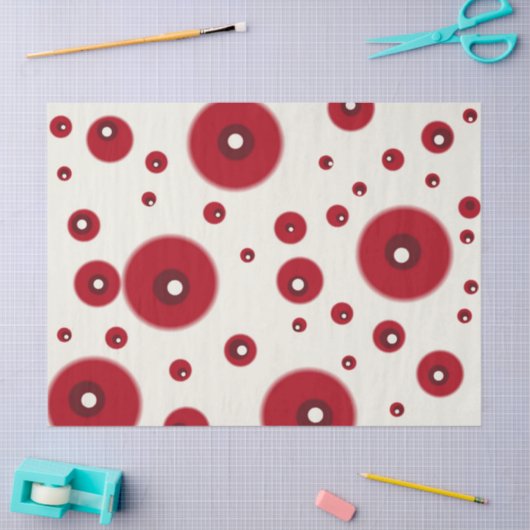 Ivory Red Dots Funky Pattern Decoupage Tissuepapier (Craft)