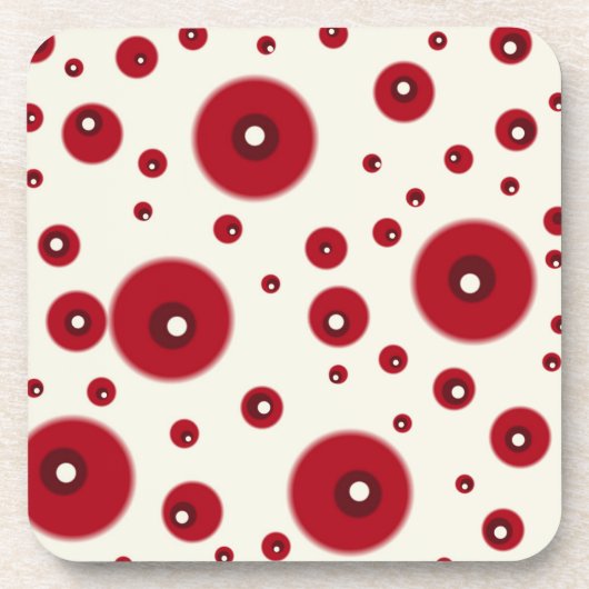 Ivory Red Dots Funky Whimsical Circle Pattern  Bier Onderzetter (Voorkant)
