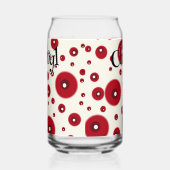Ivory Red Dots Funky Whimsical Circle Pattern  Blikvorm Glas (Links)