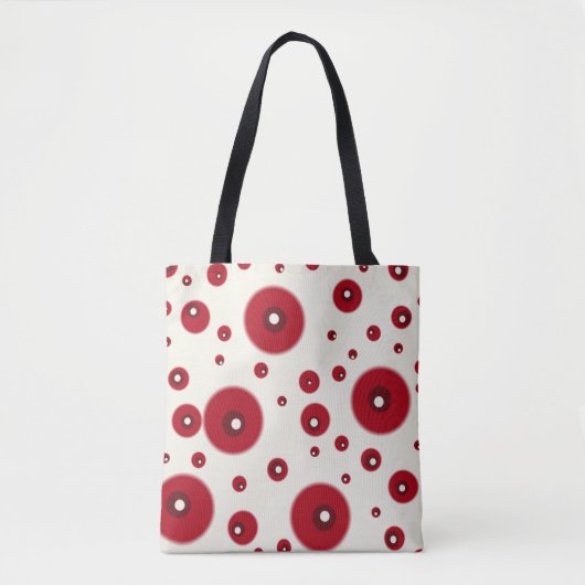 Ivory Red Dots Funky Whimsical Circle Pattern  Draagtas (Voorkant)