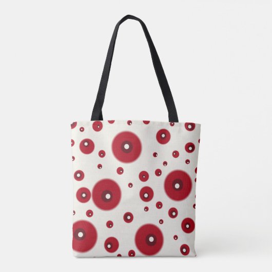 Ivory Red Dots Funky Whimsical Circle Pattern  Draagtas (Achterkant)
