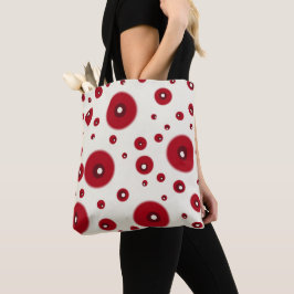 Ivory Red Dots Funky Whimsical Circle Pattern  Draagtas