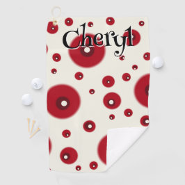 Ivory Red Dots Funky Whimsical Circle Pattern  Golfhanddoek