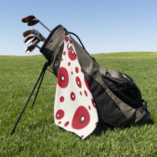 Ivory Red Dots Funky Whimsical Circle Pattern  Golfhanddoek (Groen)