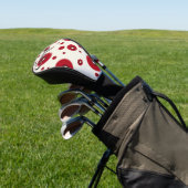 Ivory Red Dots Funky Whimsical Circle Pattern  Golfheadcover (Insitu)