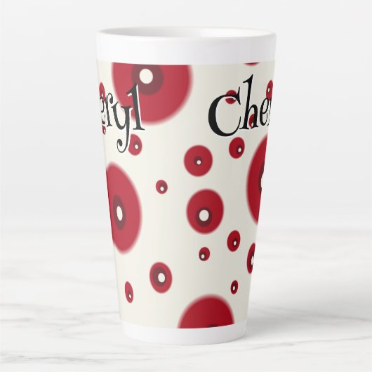 Ivory Red Dots Funky Whimsical Circle Pattern  Latte Mok (Voorkant)