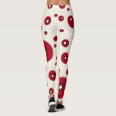 Ivory Red Dots Funky Whimsical Circle Pattern Leggings (Achterkant)