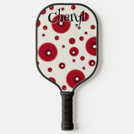 Ivory Red Dots Funky Whimsical Circle Pattern  Pickleball Paddle