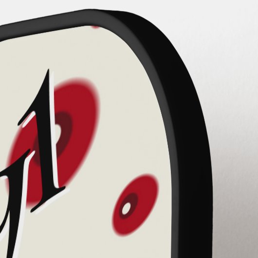 Ivory Red Dots Funky Whimsical Circle Pattern Pickleball Paddle (Links Detail)