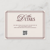 Ivory Red Old Money Wedding Details QR code Informatiekaartje (Voorkant)