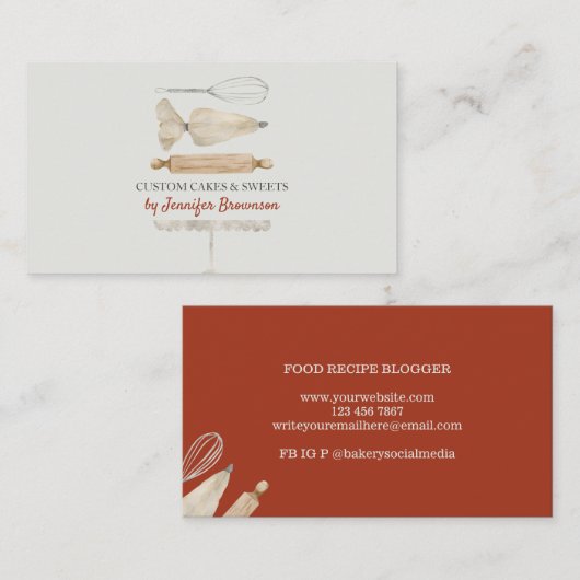 Ivory Red Unique Bakery Pastry Chef Cake Visitekaartje (Voorkant / Achterkant)