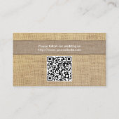 Ivory Ribbon Burlap Site Mariage Insérer une carte (Dos)