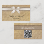 Ivory Ribbon Burlap Site Mariage Insérer une carte (Devant / Derrière)