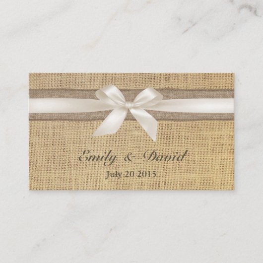 Ivory Ribbon Burlap Site Mariage Insérer une carte (Devant)