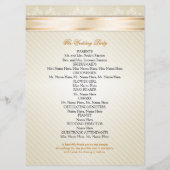 Ivory Ribbon Gold Stripes Programme de mariage (Dos)