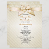 Ivory Ribbon Gold Stripes Wedding Programme Programma (Voorkant / Achterkant)