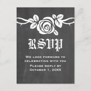 Ivory Roos Chalkboard RSVP Briefkaart