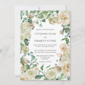 Ivory Roos Hydrangea Floral Wedding Kaart (Voorkant)