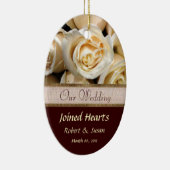 Ivory Roos Wedding Favor Keepomwille Keramisch Ornament (Rechts)