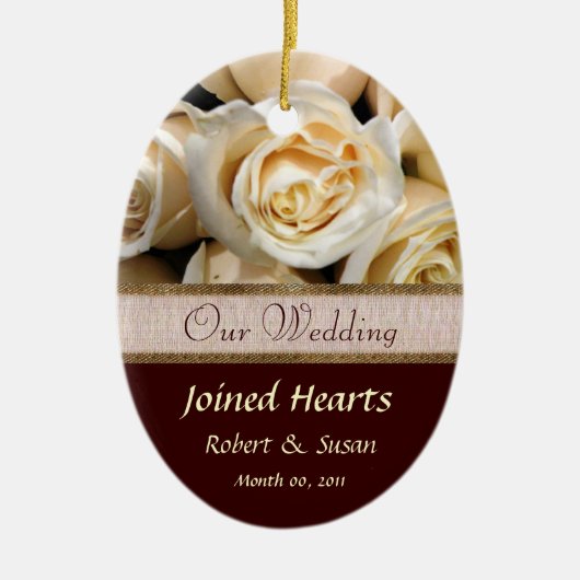 Ivory Roos Wedding Favor Keepomwille Keramisch Ornament (Voorkant)
