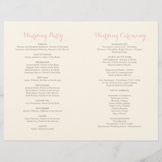 Ivory rose et or Floral Boho Programmes de mariage (Dos)