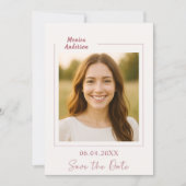 Ivory rose gold photo birthday save the date (Voorkant)