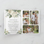 Ivory Rose Sage Green Floral Photo QR Code Wedding (Binnen)