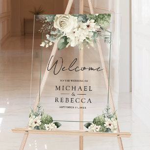 Ivory Rose Sage Vert Floral Mariage Bienvenue