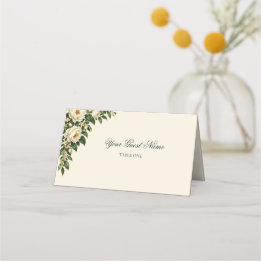 Ivory Roses & Emerald Your Place at Our Wedding