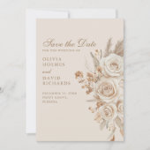 Ivory Roses Neutral Save the Date (Voorkant)