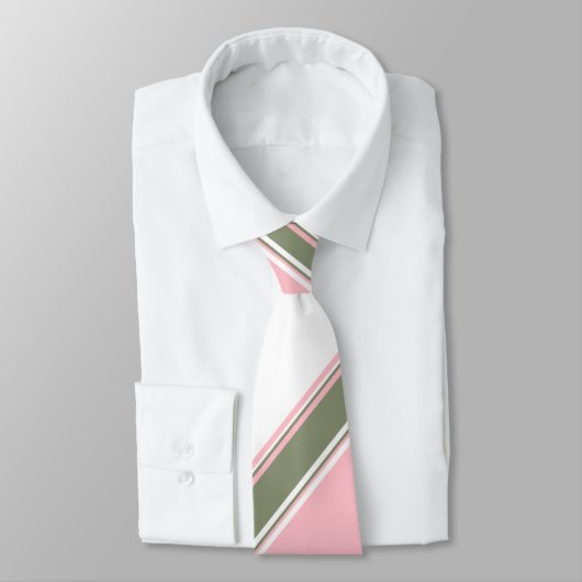 Ivory roze en Sage-afwisselend gestripte Stropdas (Gebonden)