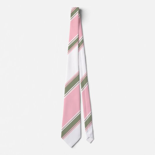 Ivory roze en Sage-afwisselend gestripte Stropdas (Voorkant)