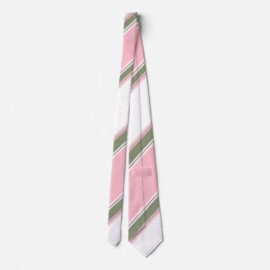 Ivory roze en Sage-afwisselend gestripte Stropdas (Achterkant)
