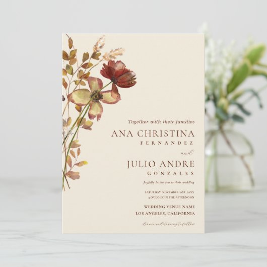 Ivory Rust Wildflower Herfst Herfst Website Bruilo Kaart (Staand voorkant)