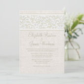 Ivory Rustic Burlap & Linen Wedding Invitations (Debout devant)
