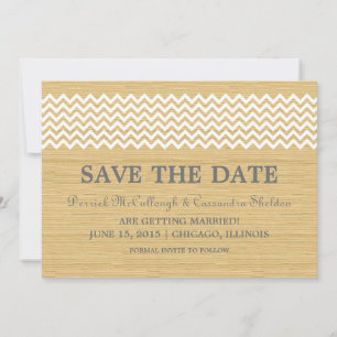 Ivory Rustic Chevron Save the Date Invite Kaart