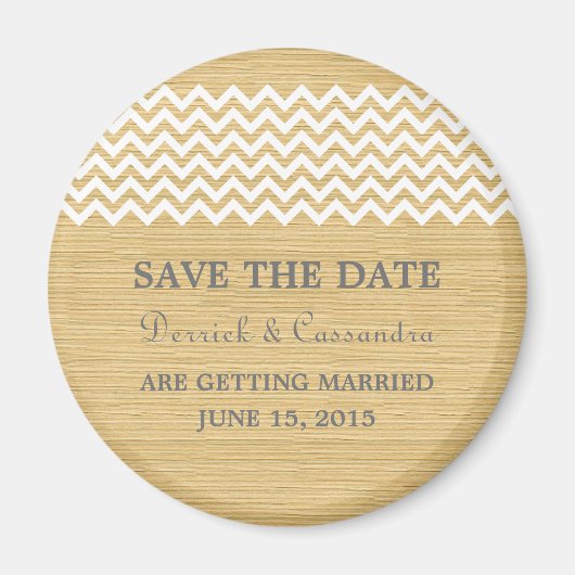 Ivory Rustic Chevron Save the Date Magnet Magneet (Voorkant)