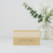Ivory Rustic Chevron Visitekaartje (Staand voorkant)