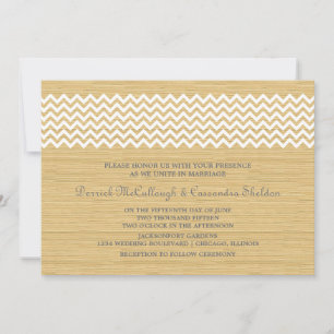 Ivory Rustic Chevron Wedding Invite Kaart