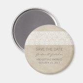 Ivory Rustic Lace Save the Date Magnet Magneet (Voorkant / Achterkant)
