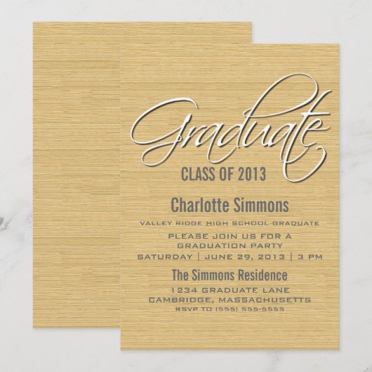 Ivory Rustic Script Invitation (Devant / Derrière)