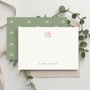 Ivory & Sage Blush Bloemstuk Platte Trouw Dank J Bedankkaart